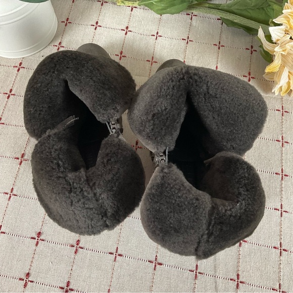 Naturalizer “Sutton” Brown Suede Leather Faux Fur Ankle Boots Size 5M NWOB - Picture 3 of 10